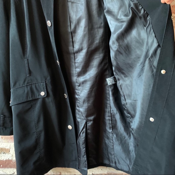 London Fog Long Hooded Raincoat Black Large - Picture 4 of 10